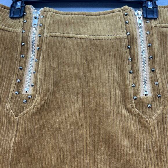 Pol Women's Corduroy Mini Skirt Size Large Mustard Color Dueling ZippersSMS14A - Picture 6 of 10